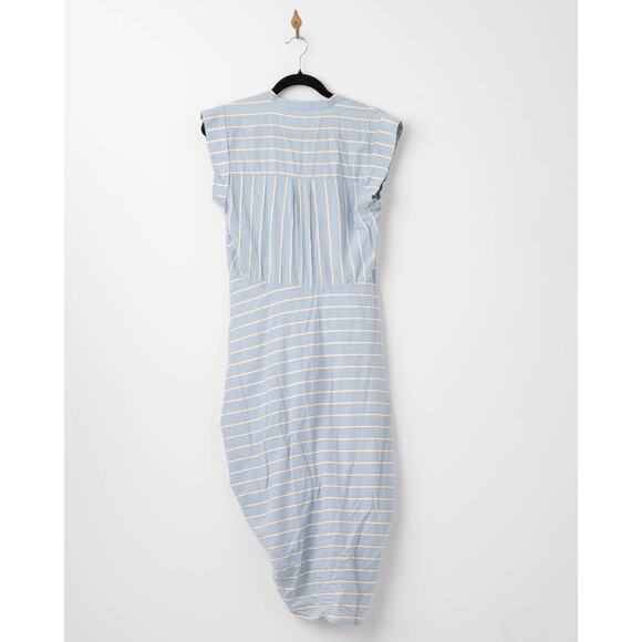 Veronica Beard Ruched Stripe Shirtdress in Blue Size 6 - Picture 5 of 7